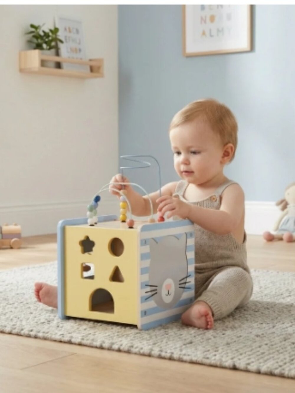 NWT MOOVER Danish Design Toys Wooden Mini Activity Cube - Picture 2 of 6